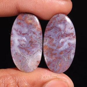 Supreme Top Quality Natural Black Botswana Agate Oval Shape Cabochon Loose Gemstone Pair,For Making Jewelry 42.00 Ct 29X16X6 MM GA-16738