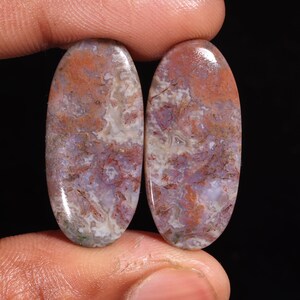 Immaculate Top Quality Natural Black Botswana Agate Oval Shape Cabochon Loose Gemstone Pair,For Making Jewelry 45.40 Ct 31X14X6 MM GA-16687
