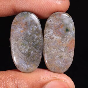 Stunning Top Quality Natural Black Botswana Agate Oval Shape Cabochon Loose Gemstone Pair,For Making Jewelry 40.65 Ct 30X16X5 MM GA-16737