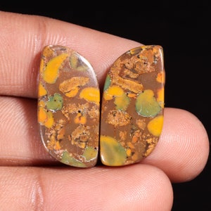 Maravilhosa pedra preciosa solta de cabochão de forma extravagante de jaspe de fruta natural de alta qualidade para fazer joias 28,00 Ct 24X12X5 MM GA-16184