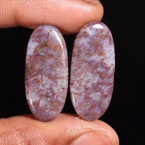 Supreme Top Quality Natural Black Botswana Agate Oval Shape Cabochon Loose Gemstone Pair,For Making Jewelry 38.75 Ct 30X13X5 MM GA-16693