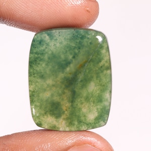 Excellent Top Quality Natural Green Moss Agate Radiant Shape Cabochon Loose Gemstone For Making Jewelry 33.10 Ct 26X21X6 MM GA-14176