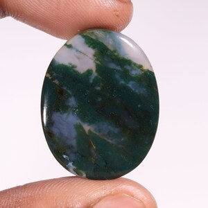 Immaculate Top Quality Natural Green Moss Agate Oval Shape Cabochon Loose Gemstone For Making Jewelry 39.80 Ct 30X23X6 MM GA-14282