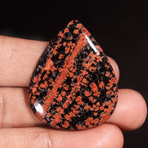 Stunning Top Quality Natural Firework Obsidian Pear Shape Cabochon Loose Gemstone For Making Jewelry 41.15 Ct 39X32X5 MM GA-11681 image 2