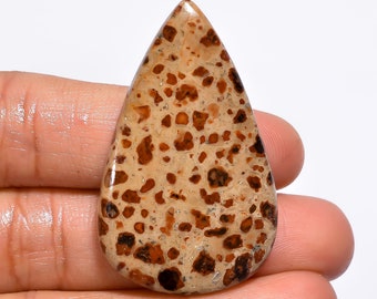 Classic Top Grade Quality 100% Natural Leopardite Jasper Pear Cabochon Loose Gemstone For Making Jewelry 49.5 Ct. 43X27X6 mm GA-1266