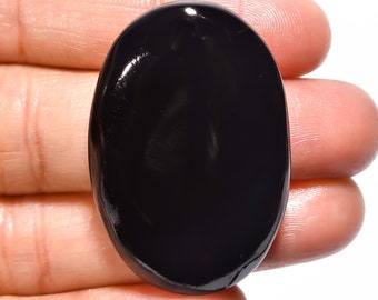 Amazing Top Grade Quality 100% Natural Black Onyx Oval Shape Cabochon Loose Gemstone For Making Jewelry 55.5 Ct. 39X25X7 mm GA-252