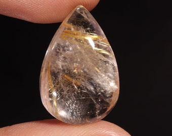 Superb Top Quality Natural Golden Rutile Quartz Pear Shape Cabochon Loose Gemstone For Making Jewelry 24.20 Ct 24X16X8 MM GA-11917