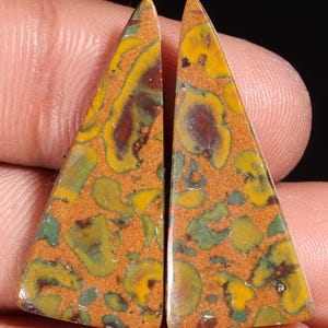 Piedra preciosa suelta de jaspe frutal natural de alta calidad, forma triangular, cabujón, para joyería, 23,25 ct, 31 x 14 x 3 mm, GA-16196