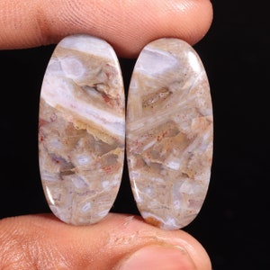 Tempting Top Quality Natural Black Botswana Agate Oval Shape Cabochon Loose Gemstone Pair,For Making Jewelry 35.20 Ct 30X14X5 MM GA-16718