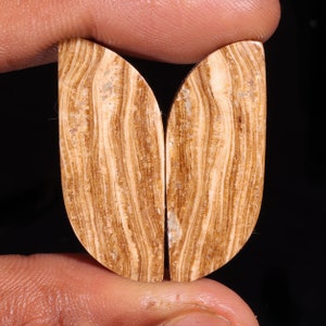 Favoloso paio di pietre preziose sciolte cabochon di aragonite naturale di alta qualità, per realizzare gioielli, 40,00 ct, 35 x 15 x 4 mm, GA-16279