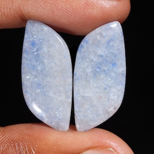 Excellent Top Quality Natural Blue Quartz Fancy Shape Cabochon Loose Gemstone Pair,For Making Jewelry 23.15 Ct 28X13X4 MM GA-8760