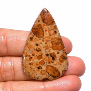 Vlekkeloze hoogwaardige kwaliteit 100% natuurlijke Leopardiet Jaspis Peer Cabochon Losse edelsteen voor het maken van sieraden 43,5 kt. 44 x 29 x 5 mm GA-1249