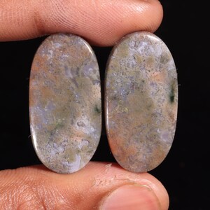 Immaculate Top Quality Natural Black Botswana Agate Oval Shape Cabochon Loose Gemstone Pair,For Making Jewelry 51.75 Ct 31X16X6 MM GA-16711