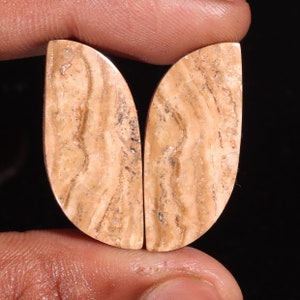 Allettante coppia di pietre preziose sciolte cabochon di aragonite naturale di alta qualità, per realizzare gioielli, 41,60 ct, 32 x 14 x 5 mm, GA-16268