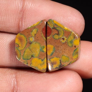 Excelente piedra preciosa suelta de jaspe de fruta natural de primera calidad, forma elegante, cabujón para hacer joyas, 24,70 ct, 20 x 13 x 5 mm, GA-16226