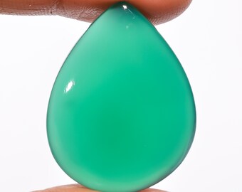 Amazing Top Grade Quality 100% Natural Green Onyx Pear Shape Cabochon Loose Gemstone For Making Jewelry 39 Ct. 33X25X7 mm GA-302