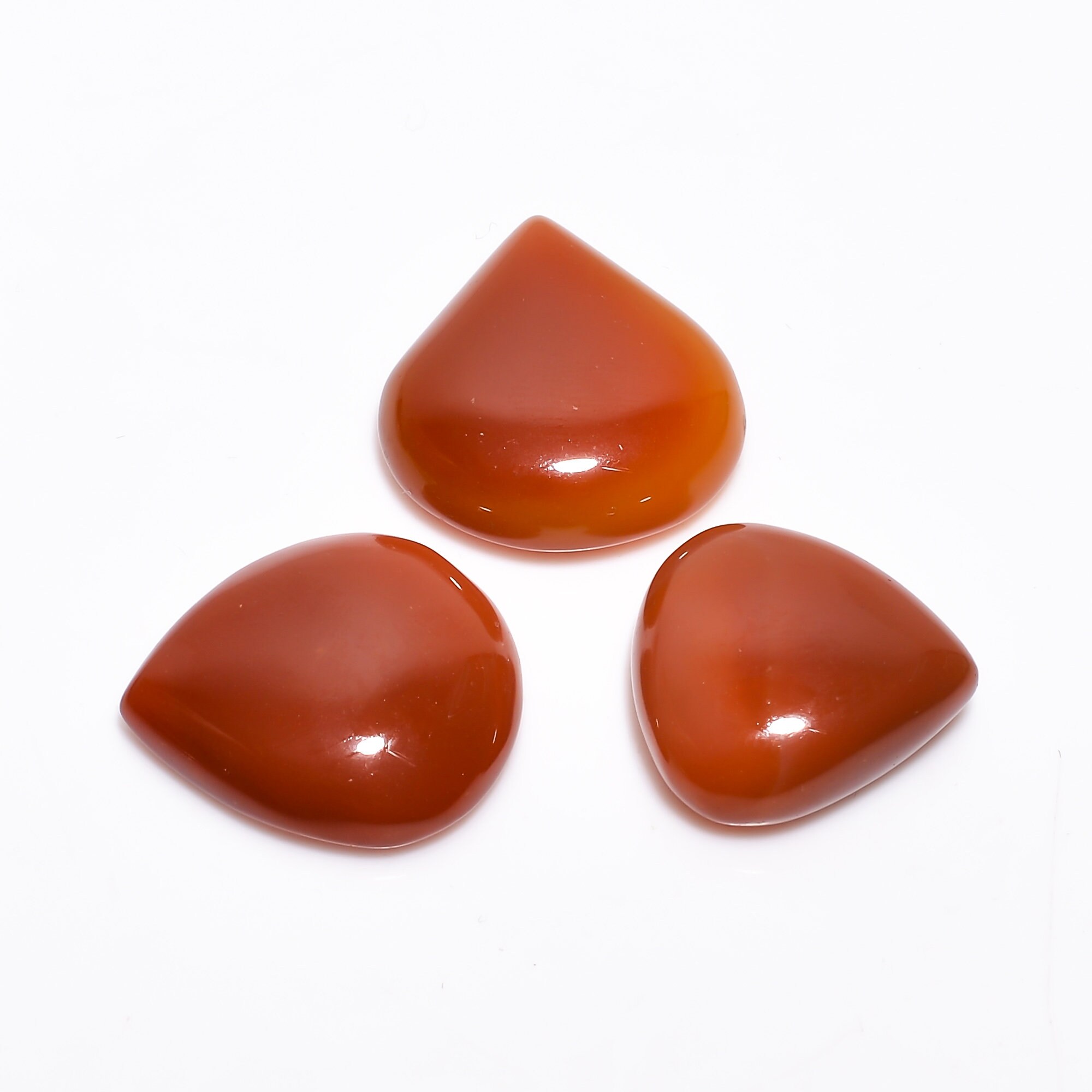 Excellent Top Grade Quality 100% Natural Carnelian Heart Shape Cabochon Loose Gemstone 3 Pcs For Making Earrings 64 Ct 20X19 23X21 mm GA-383