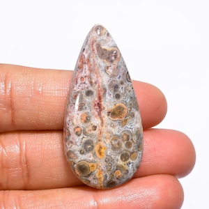 Gorgeous Top Grade Quality 100% Natural Leopard Skin Jasper Pear Cabochon Loose Gemstone For Making Jewelry 35.5 Ct. 41X20X7 mm GA-1348