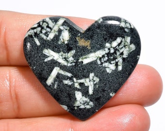 Attractive A One Quality 100% Natural Chinese Writing Jasper Heart Shape Cabochon Loose Gemstone For Making Jewelry 43 Ct 30X34X5 mm GA-2680