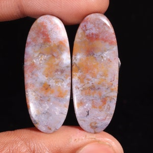 Supreme Top Quality Natural Black Botswana Agate Oval Shape Cabochon Loose Gemstone Pair,For Making Jewelry 46.00 Ct 36X14X5 MM GA-16735