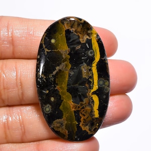 Merveilleuse qualité supérieure, 100 % naturel, jaspe océanique, cabochon ovale, pierre précieuse en vrac pour la fabrication de bijoux, 59,5 carats. 46X27X7 mm GA-1024