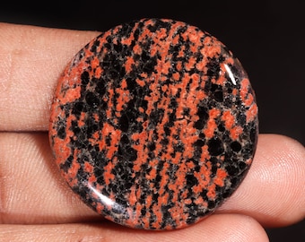 Elegant Top Quality Natural Firework Obsidian Round Shape Cabochon Loose Gemstone For Making Jewelry 43.65 Ct 34X34X5 MM GA-11672