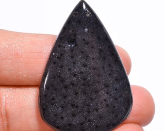Amazing Top Grade Quality 100% Natural Black Palm Root Agate Pear Shape Cabochon Loose Gemstone For Making Jewelry 44 Ct. 39X27X5 mm GA-2504