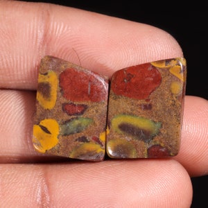 Piedra preciosa suelta de jaspe de fruta natural de primera calidad, forma elegante, cabujón, para hacer joyas, 20,80 ct, 18 x 13 x 4 mm, GA-16230