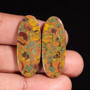 Impresionante piedra preciosa suelta de jaspe de fruta natural de alta calidad en forma ovalada, cabujón para hacer joyas, 37,90 ct, 33 x 13 x 4 mm, GA-16172