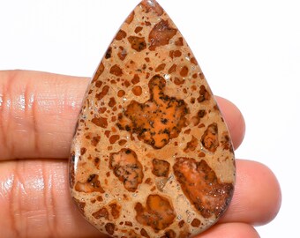 Supreme Top Grade Quality 100% Natural Leopardite Jasper Pear Cabochon Loose Gemstone For Making Jewelry 57.5 Ct. 46X31X5 mm GA-1257