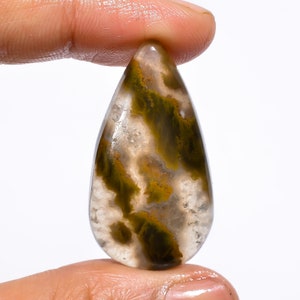 Prachtige hoogwaardige kwaliteit 100% natuurlijke bio prehniet peer cabochon losse edelsteen voor het maken van sieraden 35 kt. 37 x 20 x 6 mm GA-626