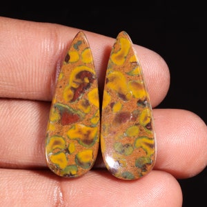 Piedra preciosa suelta de jaspe de fruta natural de primera calidad en forma de pera, cabujón, fantástica, para hacer joyas, 29,30 ct, 32 x 12 x 5 mm, GA-16159