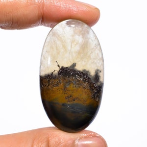 Elegante hoogwaardige kwaliteit 100% natuurlijke bio-prehniet ovale cabochon losse edelsteen voor het maken van sieraden 64 kt. 44 x 25 x 6 mm GA-617