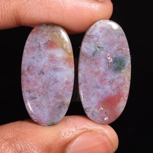 Marvellous Top Quality Natural Black Botswana Agate Oval Shape Cabochon Loose Gemstone Pair,For Making Jewelry 39.70 Ct 28X14X5 MM GA-16689