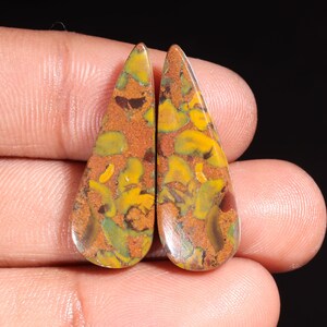 Maravillosa piedra preciosa suelta de jaspe de fruta natural de primera calidad en forma de pera, cabujón para hacer joyas, 22,00 ct, 30 x 11 x 5 mm, GA-16142