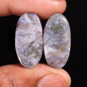 Tempting Top Quality Natural Black Botswana Agate Oval Shape Cabochon Loose Gemstone Pair,For Making Jewelry 34.10 Ct 26X13X5 MM GA-16694