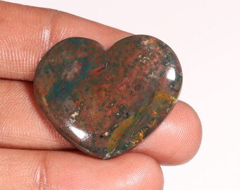 Unique Top Quality Natural Bloodstone Heart Shape Cabochon Loose Gemstone For Making Jewelry 39.65 Ct 27X34X6 MM GA-13593