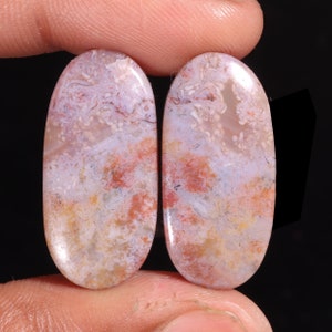 Immaculate Top Quality Natural Black Botswana Agate Oval Shape Cabochon Loose Gemstone Pair,For Making Jewelry 40.75 Ct 30X14X5 MM GA-16732