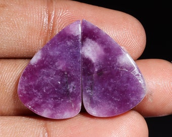 Terrific Top Quality Natural Lepidolite Fancy Shape Cabochon Loose Gemstone Pair,For Making Jewelry 29.00 Ct 27X17X4 MM GA-8795