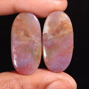 Marvellous Top Quality Natural Black Botswana Agate Oval Shape Cabochon Loose Gemstone Pair,For Making Jewelry 49.25 Ct 32X16X6 MM GA-16734