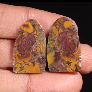 Piedra preciosa suelta de jaspe de fruta natural de calidad suprema, forma elegante, cabujón para hacer joyas, 33,85 ct, 27 x 17 x 4 mm, GA-16238