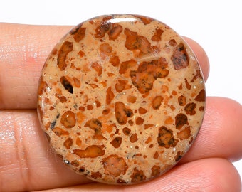 Unique Top Grade Quality 100% Natural Leopardite Jasper Round Cabochon Loose Gemstone For Making Jewelry 40.5 Ct. 32X32X5 mm GA-1260