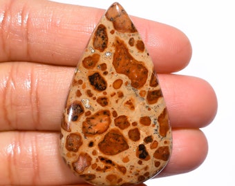 Gorgeous Top Grade Quality 100% Natural Leopardite Jasper Pear Cabochon Loose Gemstone For Making Jewelry 53.5 Ct. 44X28X6 mm GA-1273