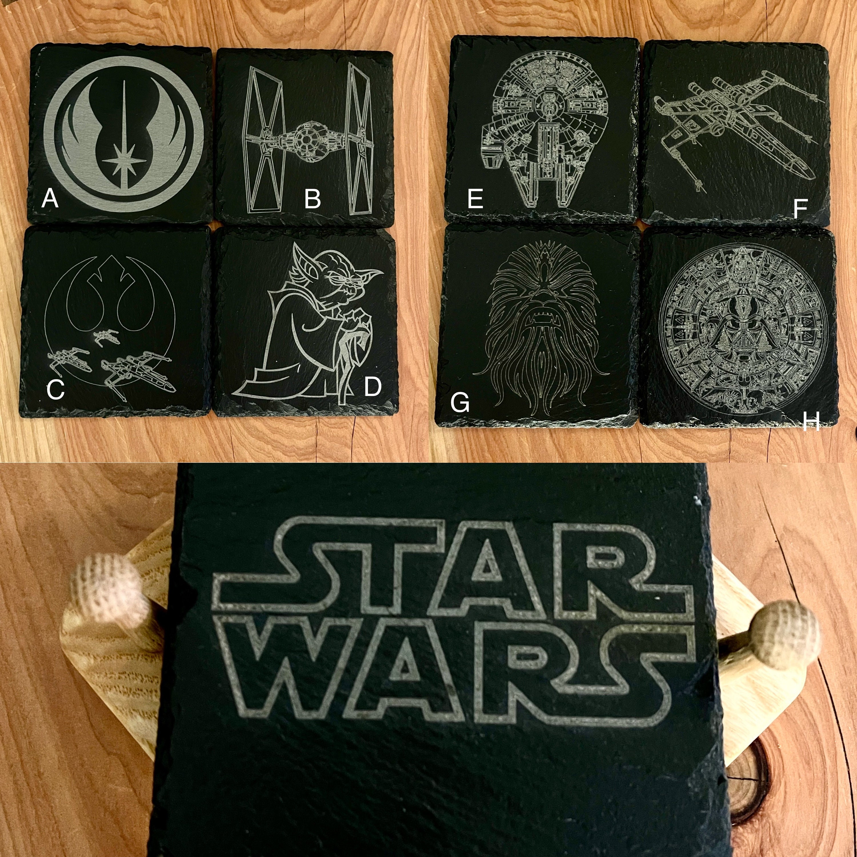 set of 4 Star wars themed slate coasters – QuestDesignCanada