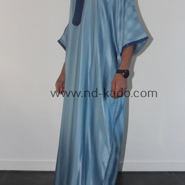 Light blue gandoura, thobe, djellaba, jubbah, qamis, kandora, kaftan