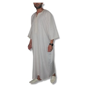 Linen kandora, off-white caftan for men