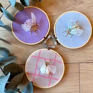 Beetle with wings flying beetle embroidered embroidery insect colorful fantasy plush beetle mural