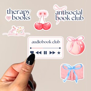 Niedliche rosa Buchaufkleber - romantische Buchaufkleber, Buchliebhaber, BookTok | Laptop, Journal, Kindle Aufkleber