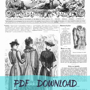 French Fashion Magazine Digital Prints 22.05.1892, La Mode Illustrée, Antique Fashion Illustrations Instant Download