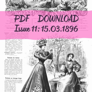 French Fashion Magazine Instant Download Antique Illustrations La Mode Illustrée Vintage 15.03.1896